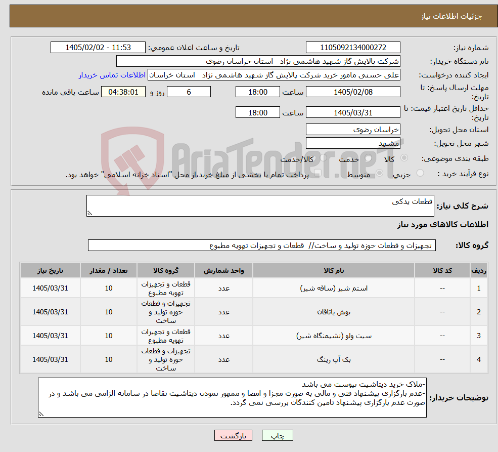 تصویر کوچک آگهی نیاز کالا-قطعات یدکی