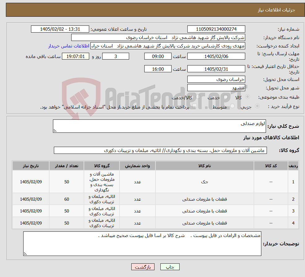 تصویر کوچک آگهی نیاز کالا-لوازم صندلی