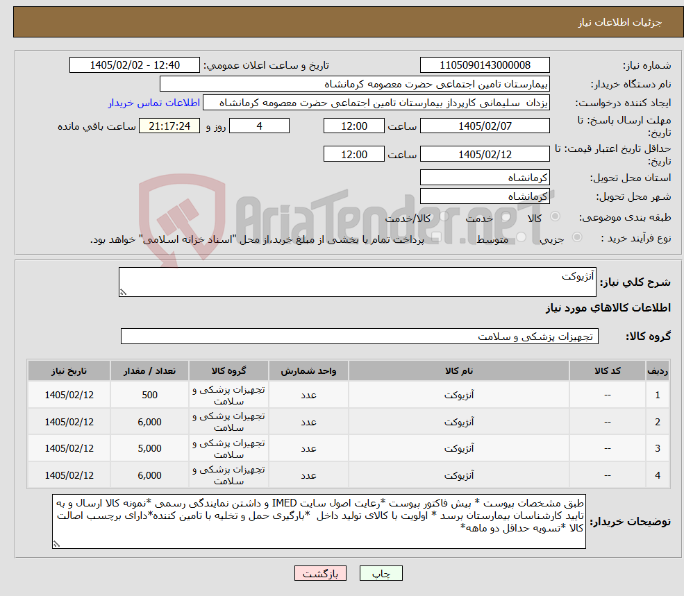 تصویر کوچک آگهی نیاز کالا-آنژیوکت 