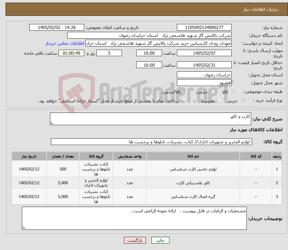 تصویر کوچک آگهی نیاز کالا-کارت و کاور