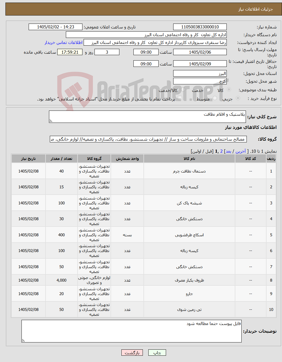 تصویر کوچک آگهی نیاز کالا-پلاستیک و اقلام نظافت