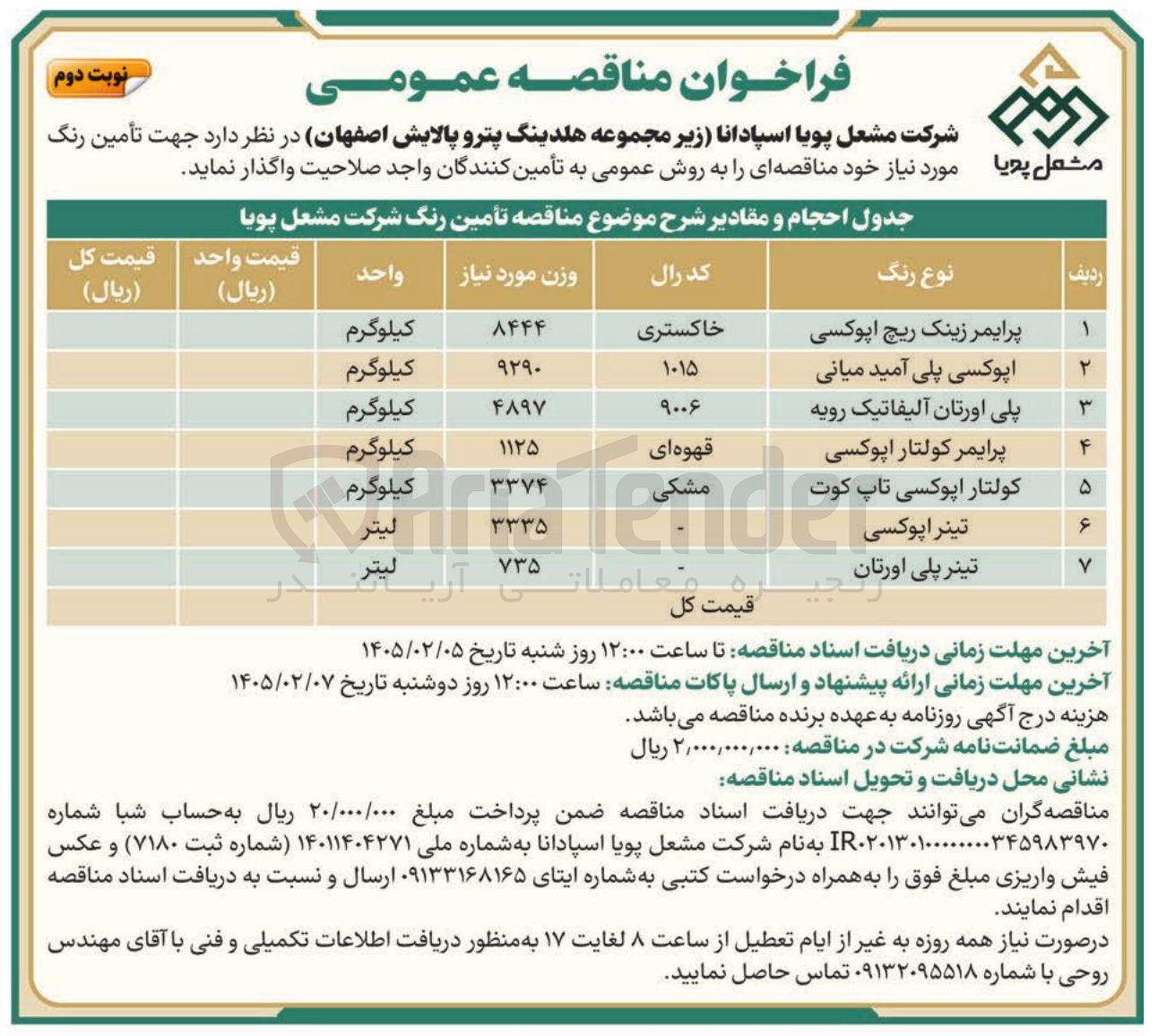 تصویر کوچک آگهی تامین رنگ