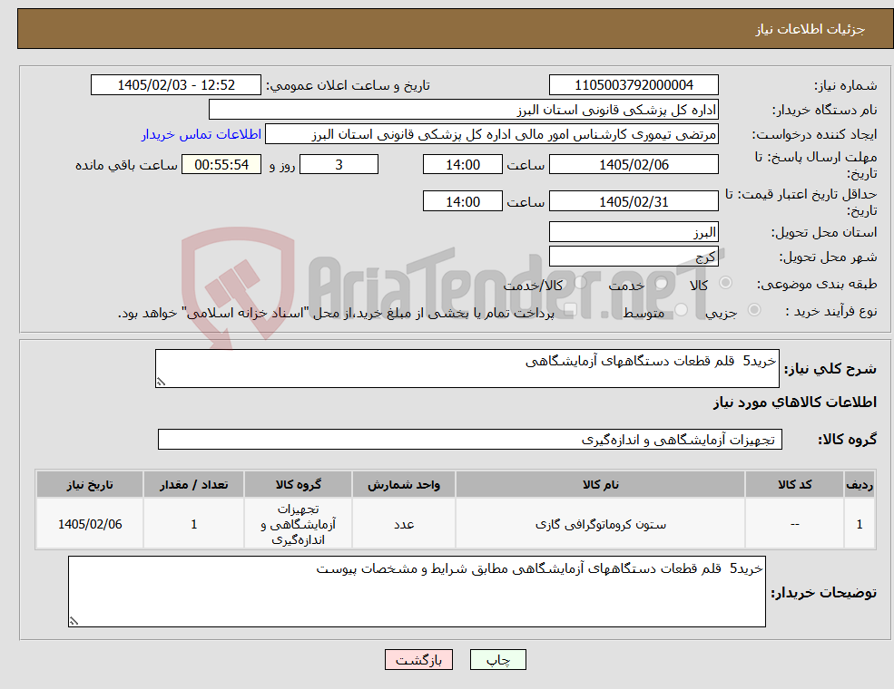 تصویر کوچک آگهی نیاز کالا-خرید5 قلم قطعات دستگاههای آزمایشگاهی 