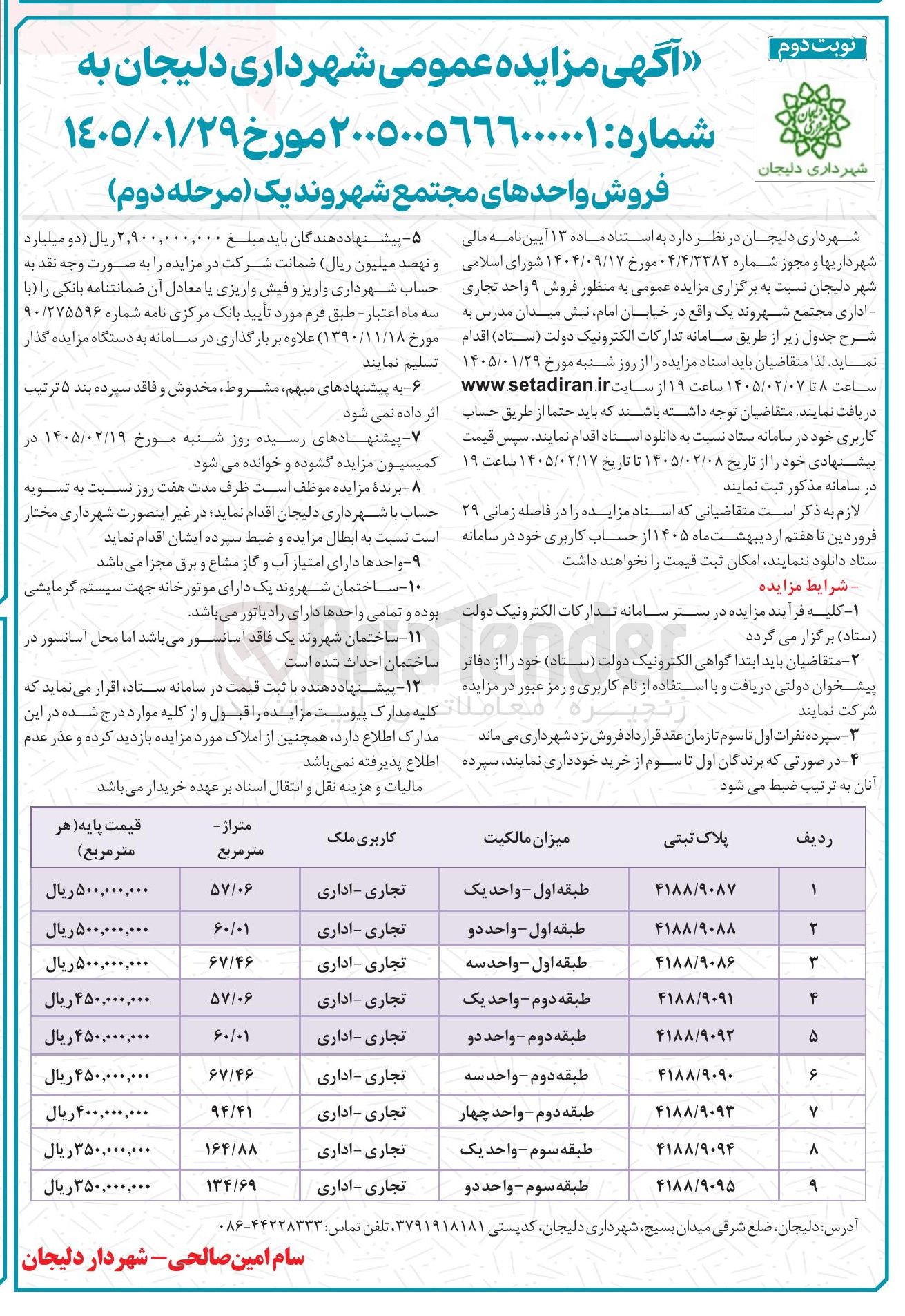 تصویر کوچک آگهی فروش ۹ واحد تجاری اداری 
