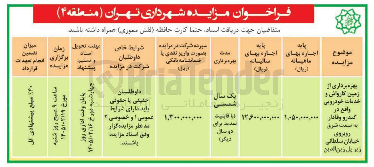 تصویر کوچک آگهی بهره برداری از زمین کارواش و خدمات خودرویی