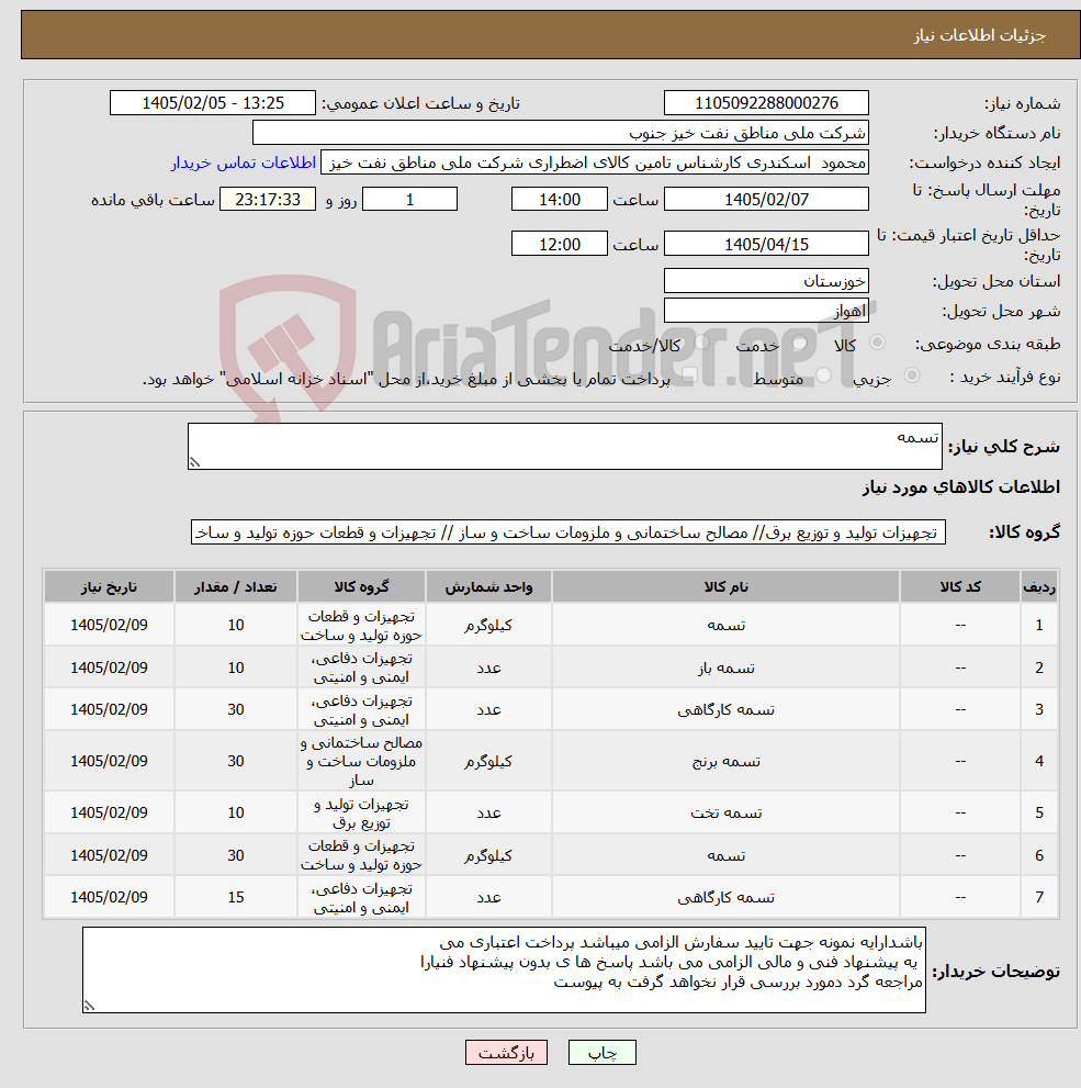 تصویر کوچک آگهی نیاز کالا-تسمه