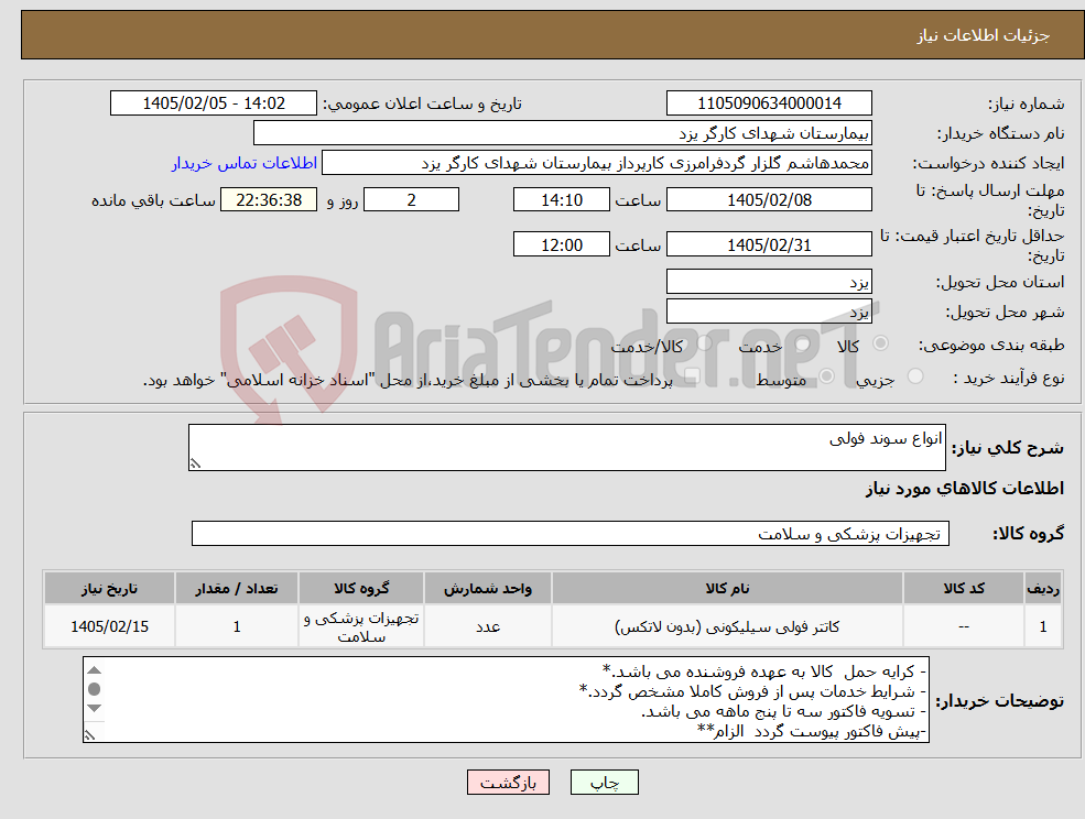 تصویر کوچک آگهی نیاز کالا-انواع سوند فولی