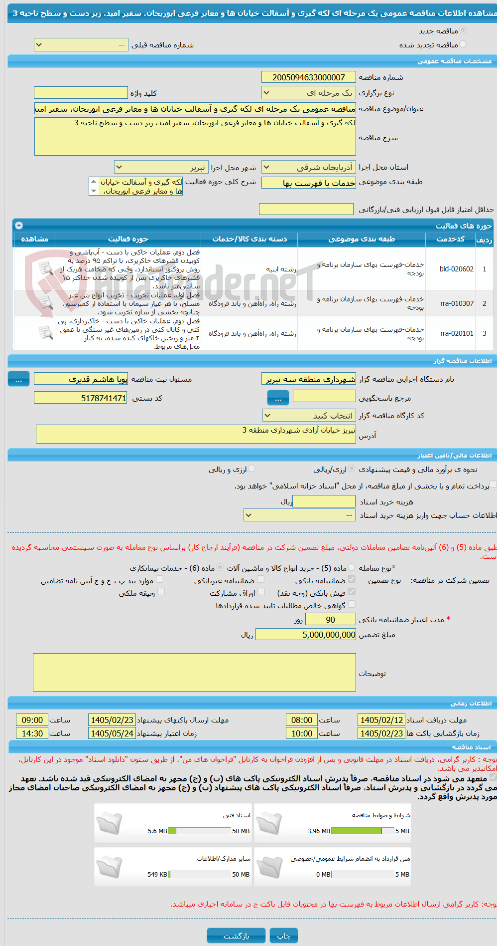تصویر کوچک آگهی مناقصه عمومی یک مرحله ای لکه گیری و آسفالت خیابان ها و معابر فرعی ابوریحان، سفیر امید، زبر دست و سطح ناحیه 3