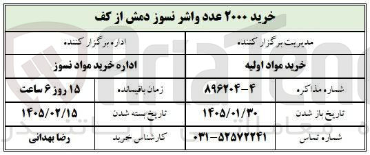 تصویر کوچک آگهی خرید ۲۰۰۰ عدد واشر نسوز دمش از کف 