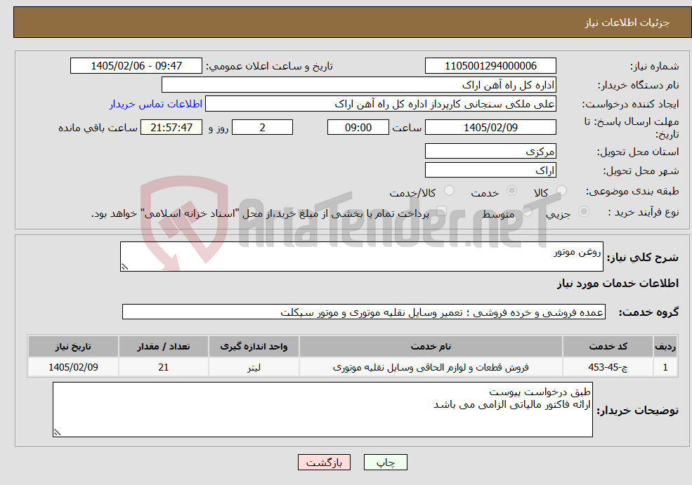 تصویر کوچک آگهی نیاز خدمات-روغن موتور 