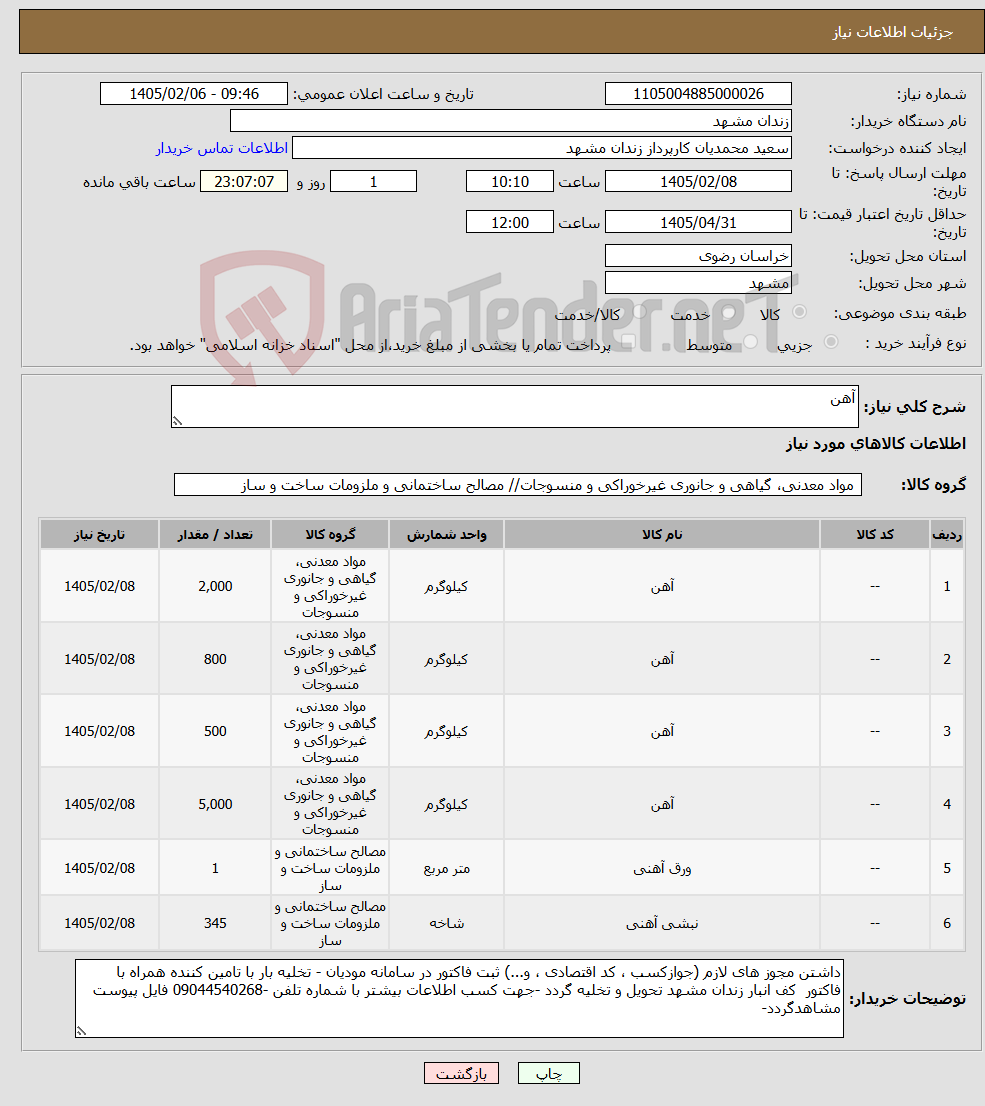 تصویر کوچک آگهی نیاز کالا-آهن