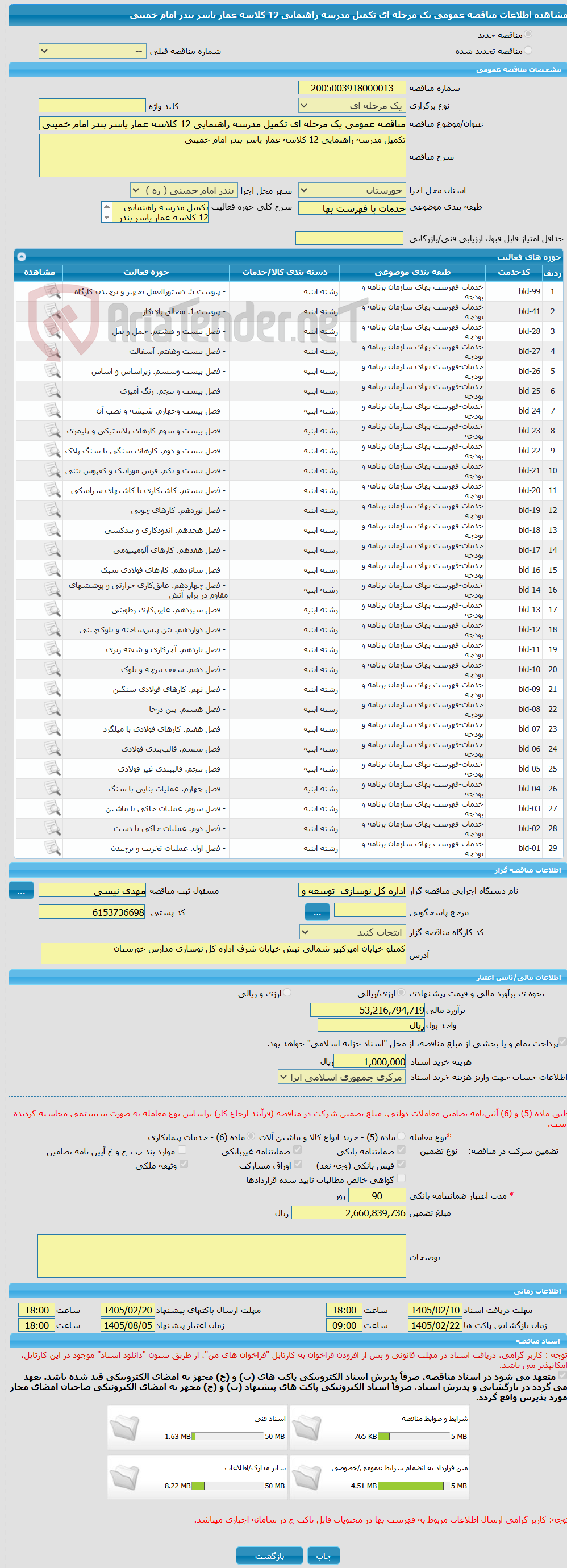 تصویر کوچک آگهی مناقصه عمومی یک مرحله ای تکمیل مدرسه راهنمایی 12 کلاسه عمار یاسر بندر امام خمینی