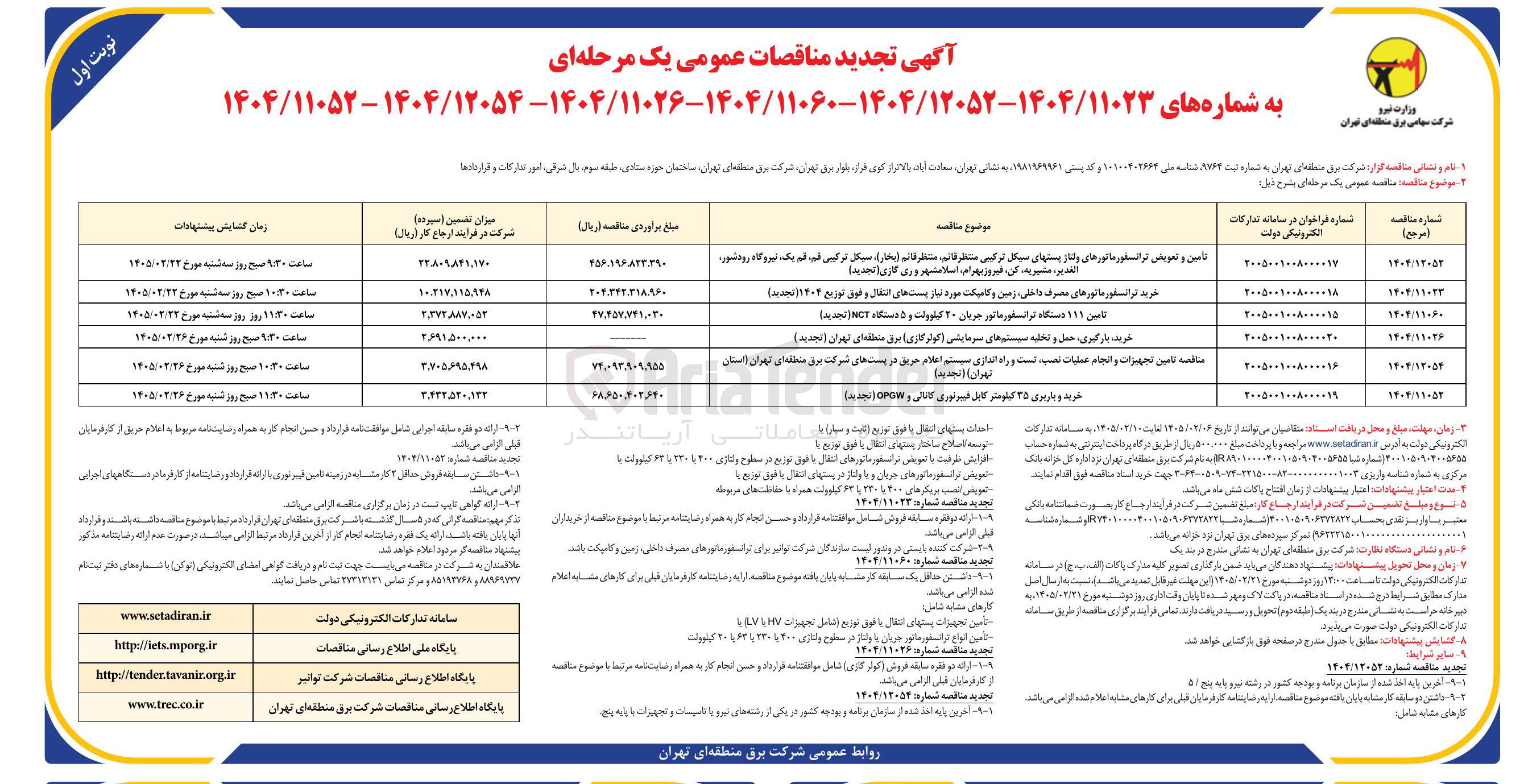 تصویر کوچک آگهی خرید و باربری ۳۵ کیلومتر کابل فیبر نوری کانالی و OPGW