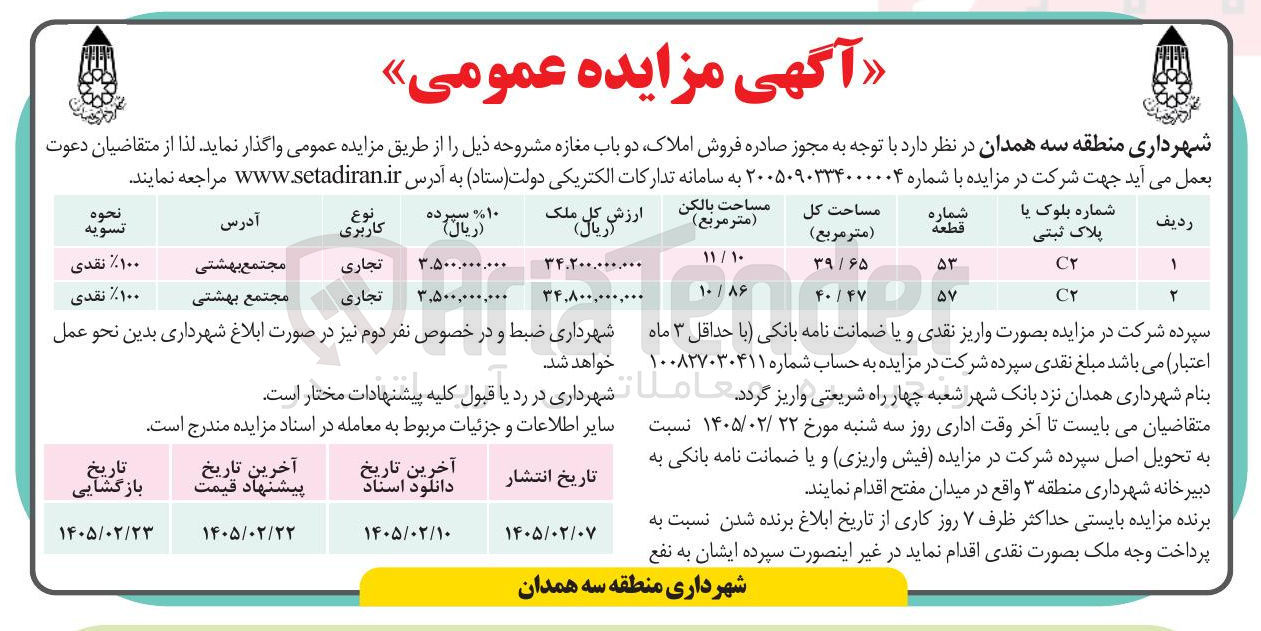 تصویر کوچک آگهی فروش املاک دو باب مغازه 