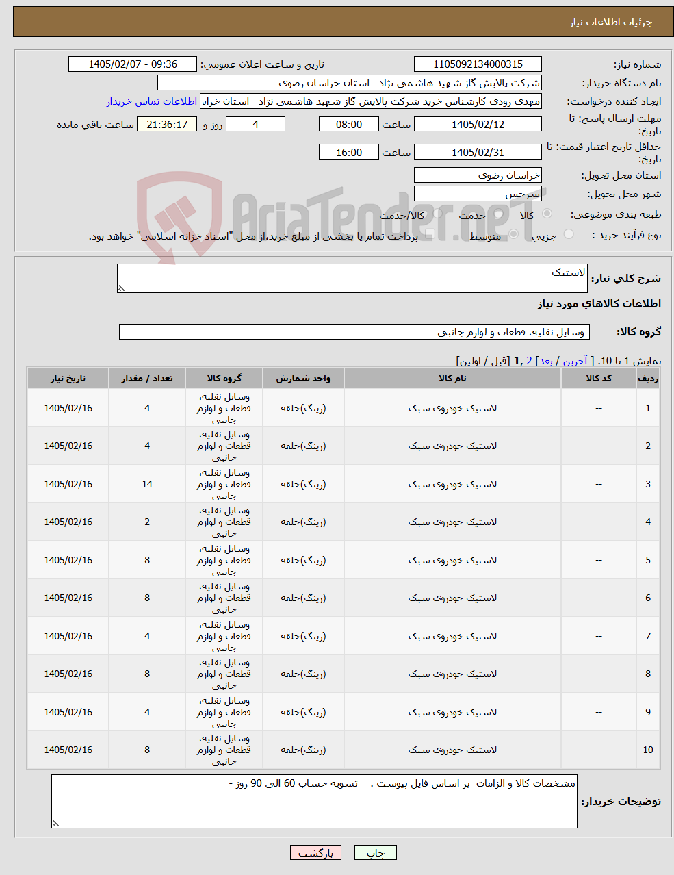 تصویر کوچک آگهی نیاز کالا-لاستیک