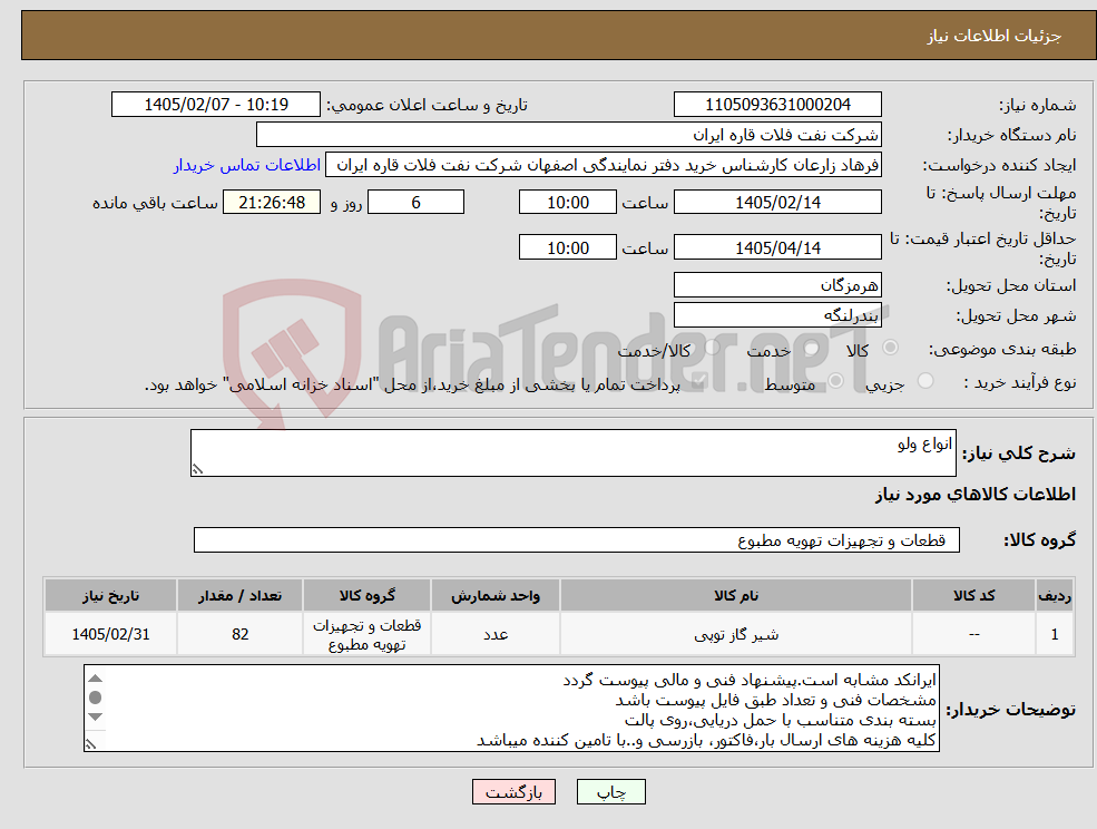تصویر کوچک آگهی نیاز کالا-انواع ولو