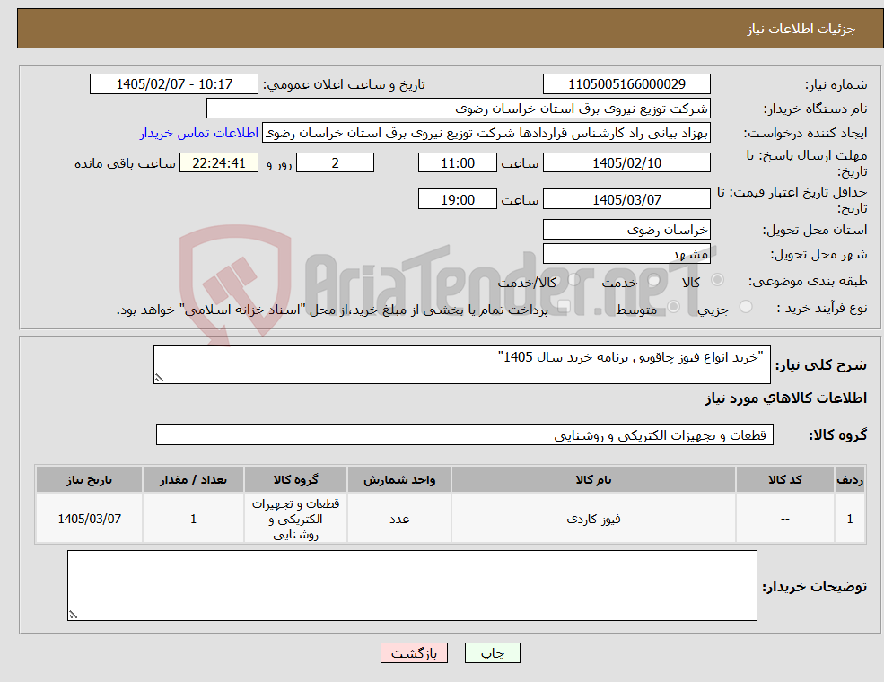 تصویر کوچک آگهی نیاز کالا- "خرید انواع فیوز چاقویی برنامه خرید سال 1405" 