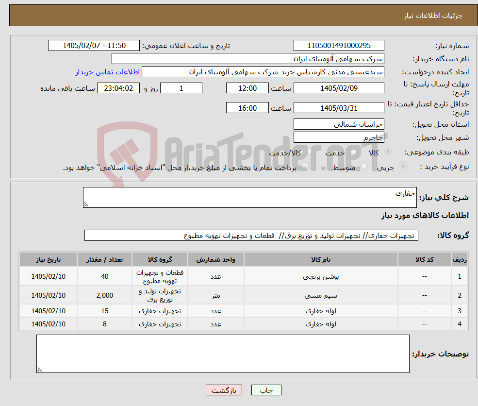 تصویر کوچک آگهی نیاز کالا-حفاری