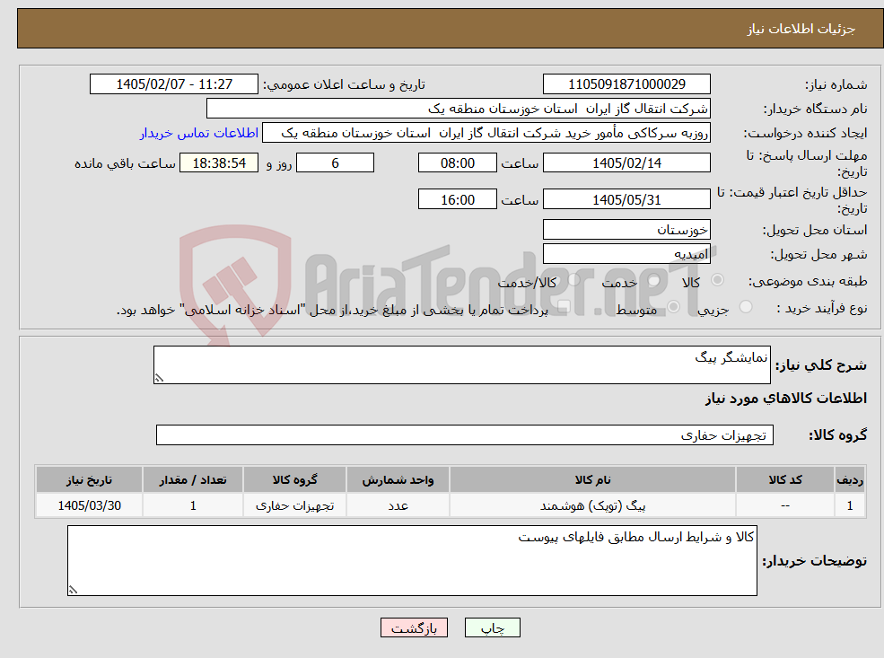 تصویر کوچک آگهی نیاز کالا-نمایشگر پیگ