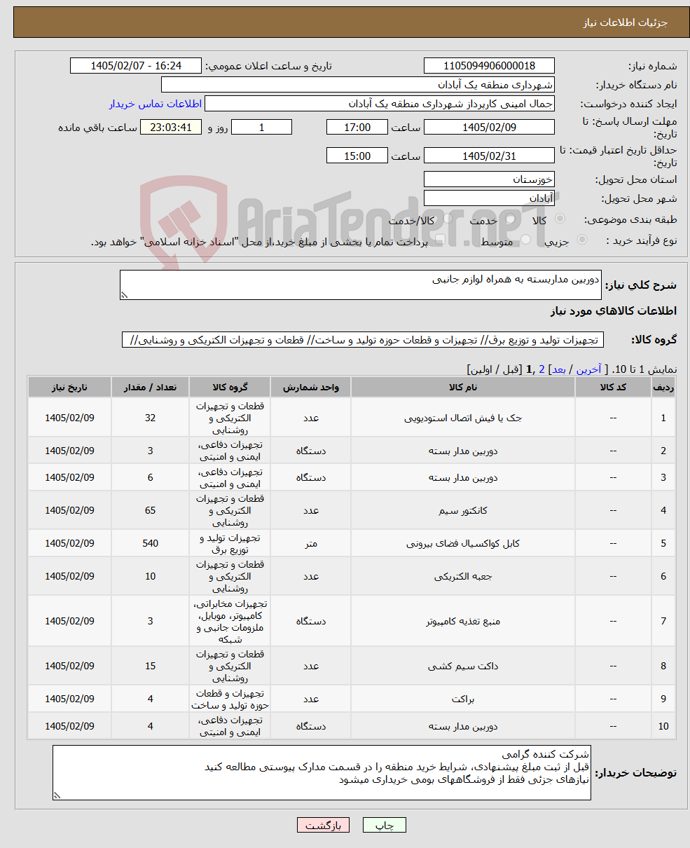 تصویر کوچک آگهی نیاز کالا-دوربین مداربسته به همراه لوازم جانبی