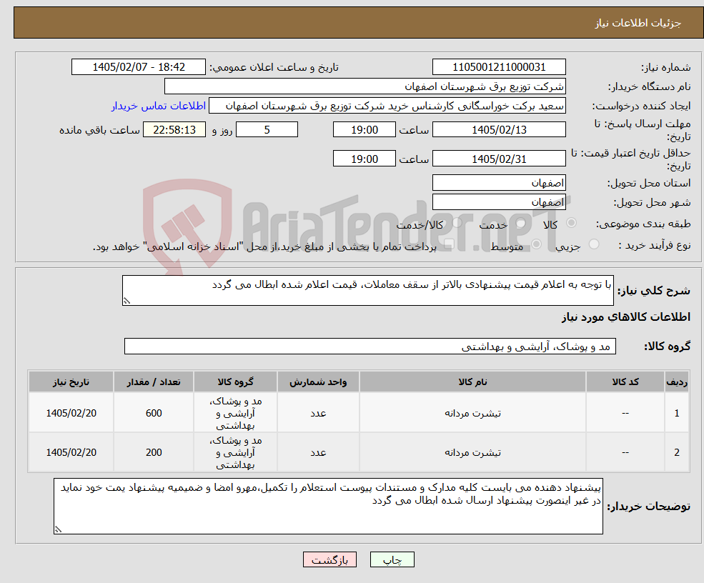 تصویر کوچک آگهی نیاز کالا-با توجه به اعلام قیمت پیشنهادی بالاتر از سقف معاملات، قیمت اعلام شده ابطال می گردد