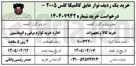 تصویر کوچک آگهی خرید یک ردیف نوار عایق کالمیکا گلس ۲۰۰۵