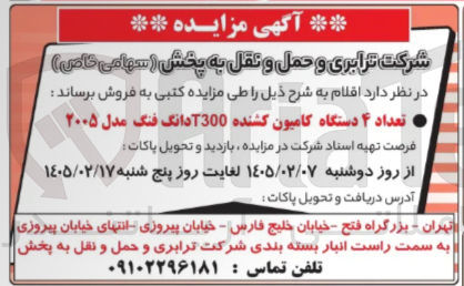 تصویر کوچک آگهی فروش تعداد ۴ دستگاه کامیون کشنده T300 دانگ فنگ مدل ۲۰۰۵