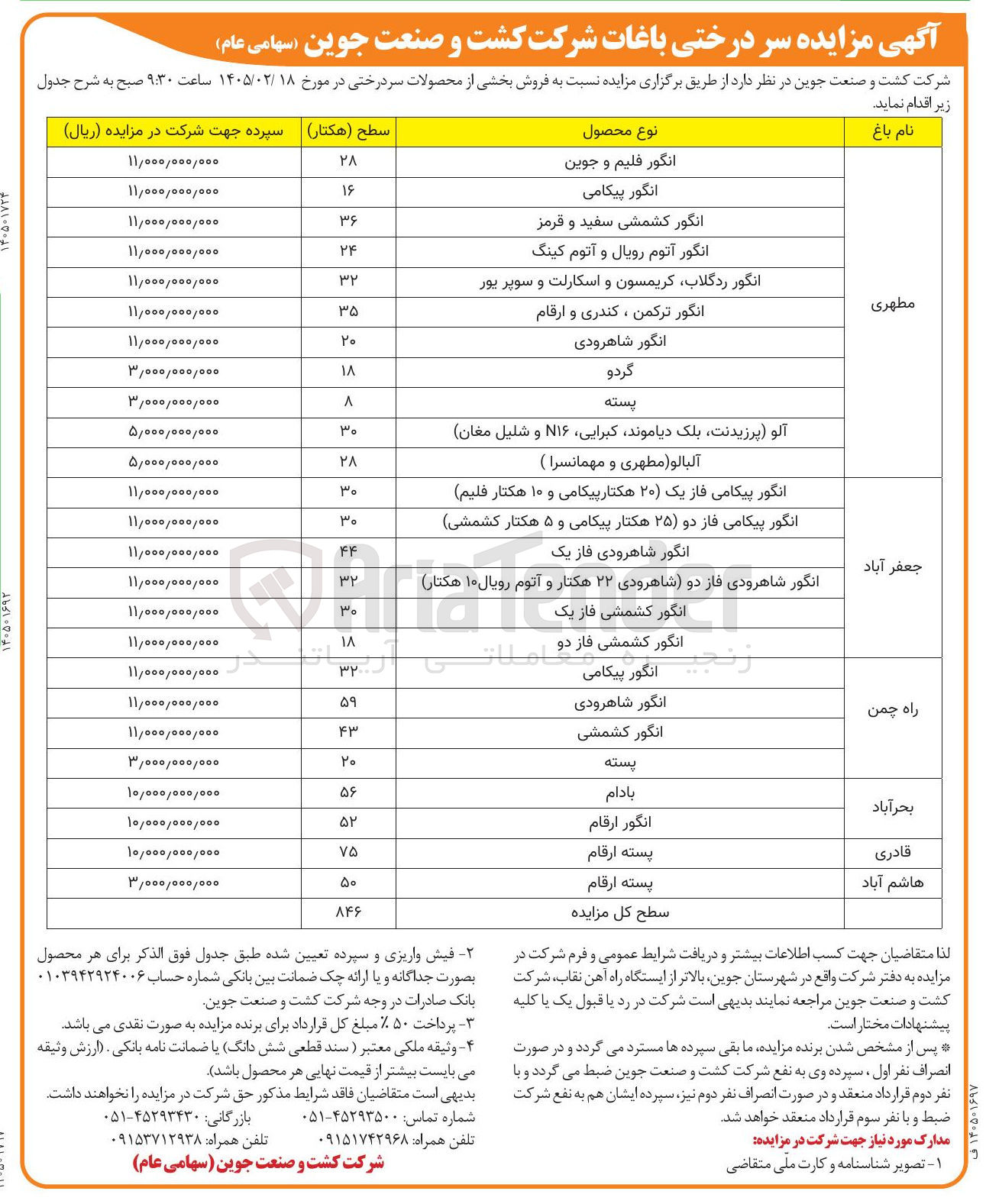 تصویر کوچک آگهی فروش سر درختی باغات
