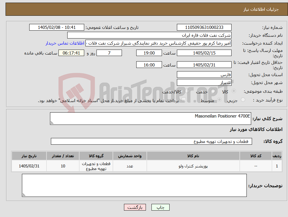 تصویر کوچک آگهی نیاز کالا-Masoneilan Positioner 4700E