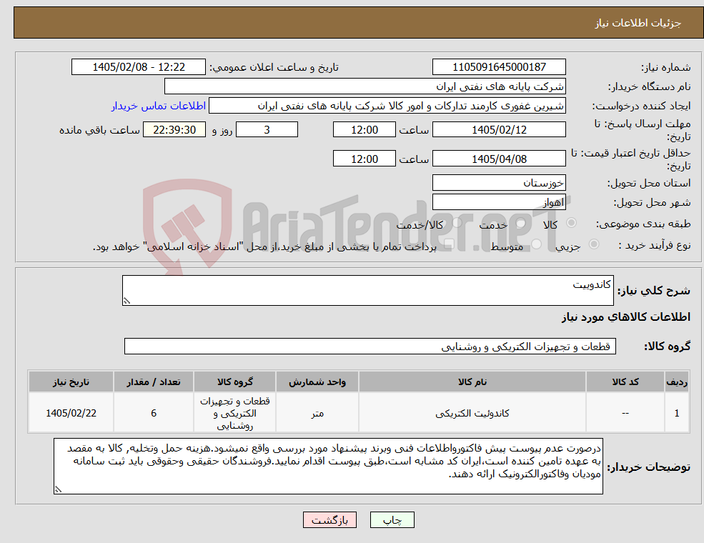 تصویر کوچک آگهی نیاز کالا-کاندوییت