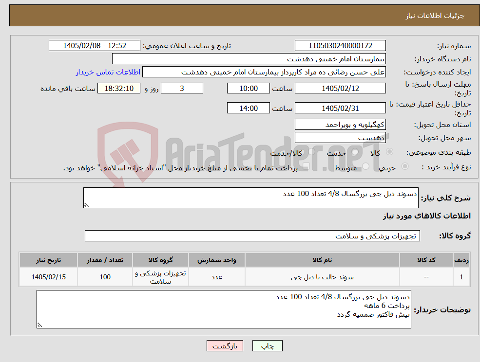 تصویر کوچک آگهی نیاز کالا-دسوند دبل جی بزرگسال 4/8 تعداد 100 عدد