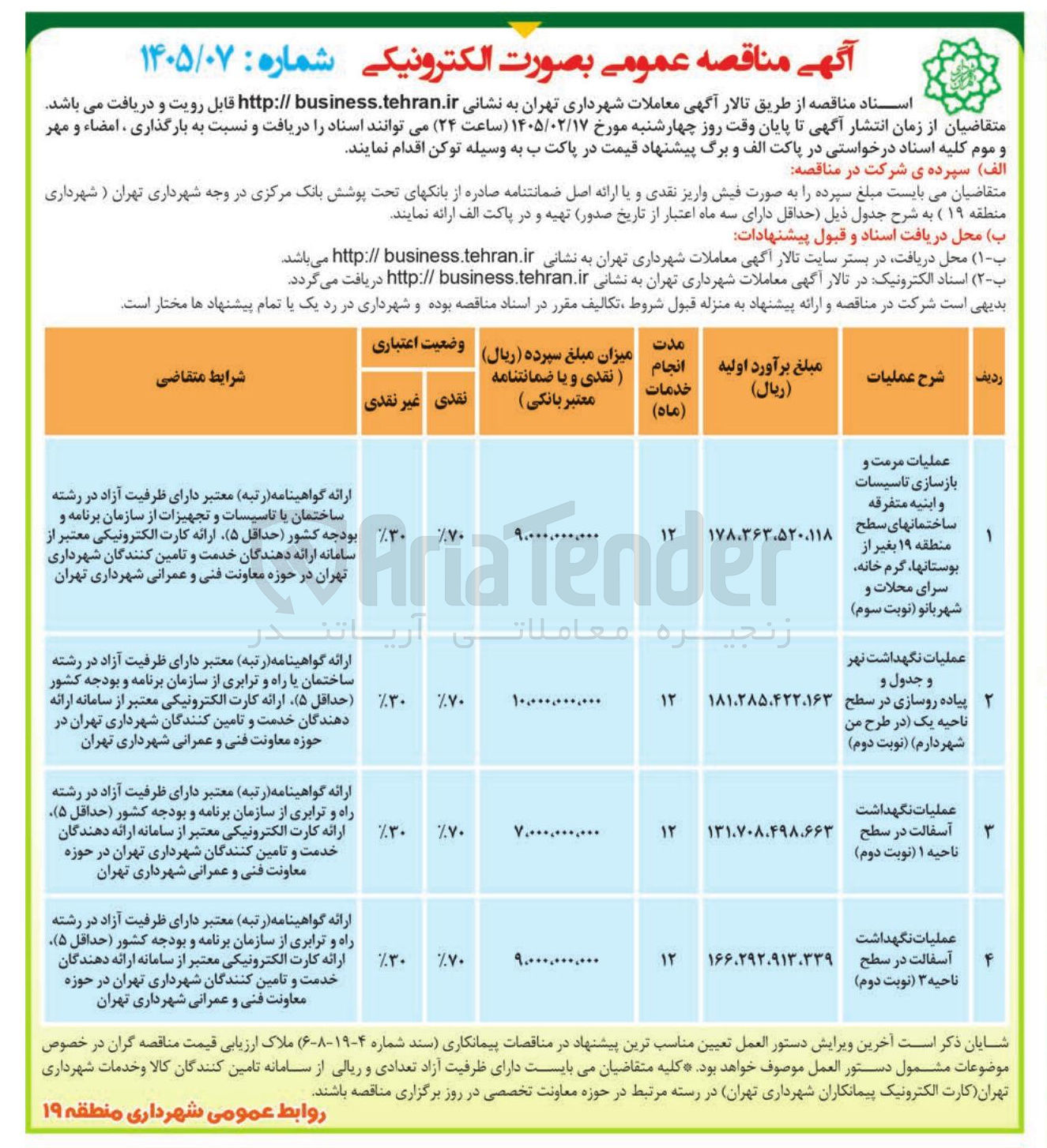 تصویر کوچک آگهی عملیات نگهداشت آسفالت