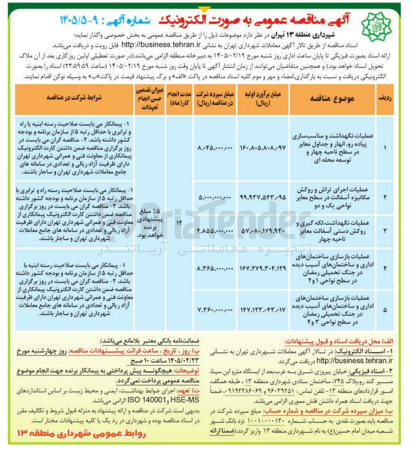 تصویر کوچک آگهی عملیات بازسازی ساختمان های اداری و ساختمان های آسیب دیده در جنگ تحمیلی رمضان