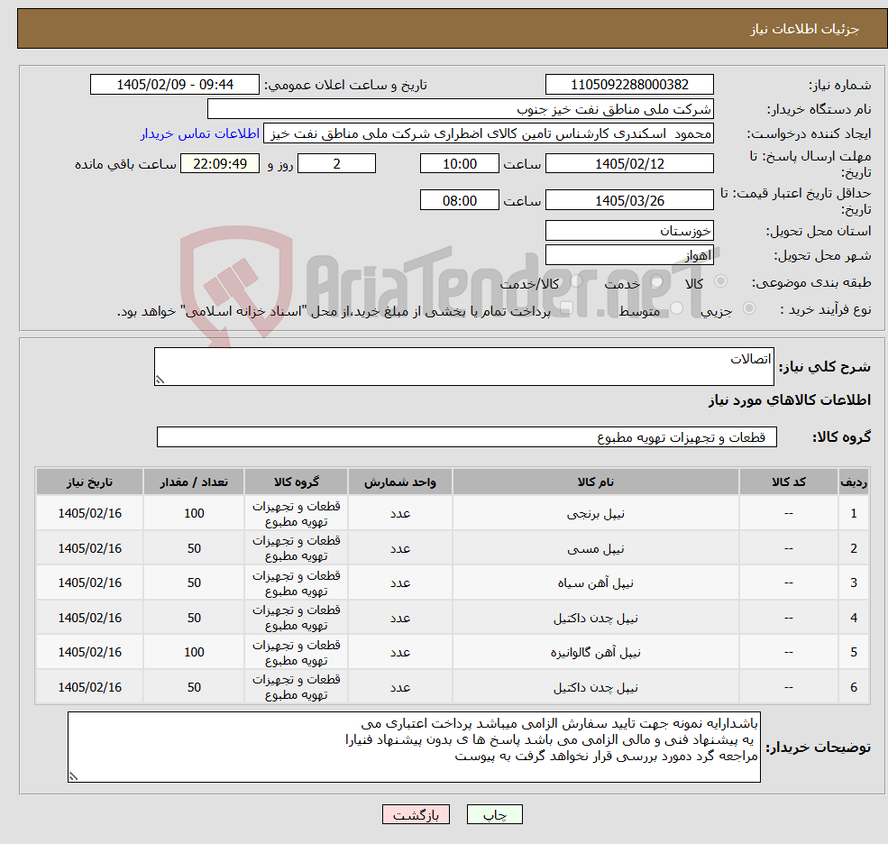 تصویر کوچک آگهی نیاز کالا-اتصالات