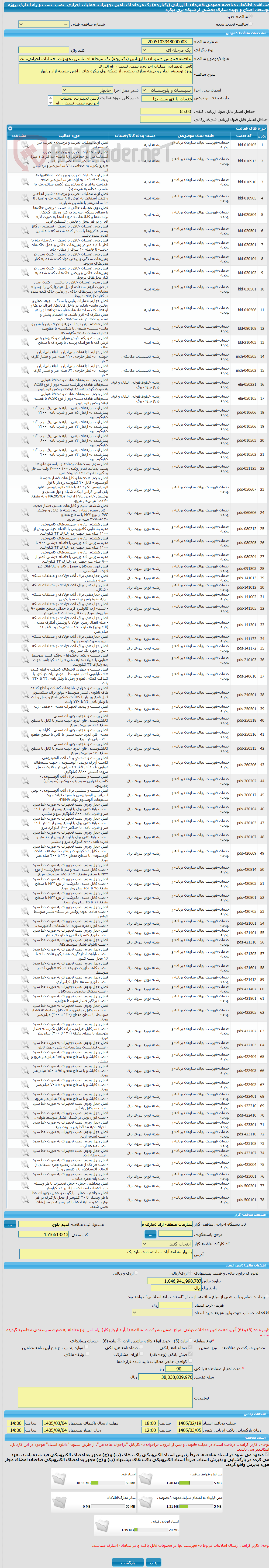 تصویر کوچک آگهی مناقصه عمومی همزمان با ارزیابی (یکپارچه) یک مرحله ای تامین تجهیزات، عملیات اجرایی، نصب، تست و راه اندازی پروژه توسعه، اصلاح و بهینه سازی بخشی از شبکه برق پیکره