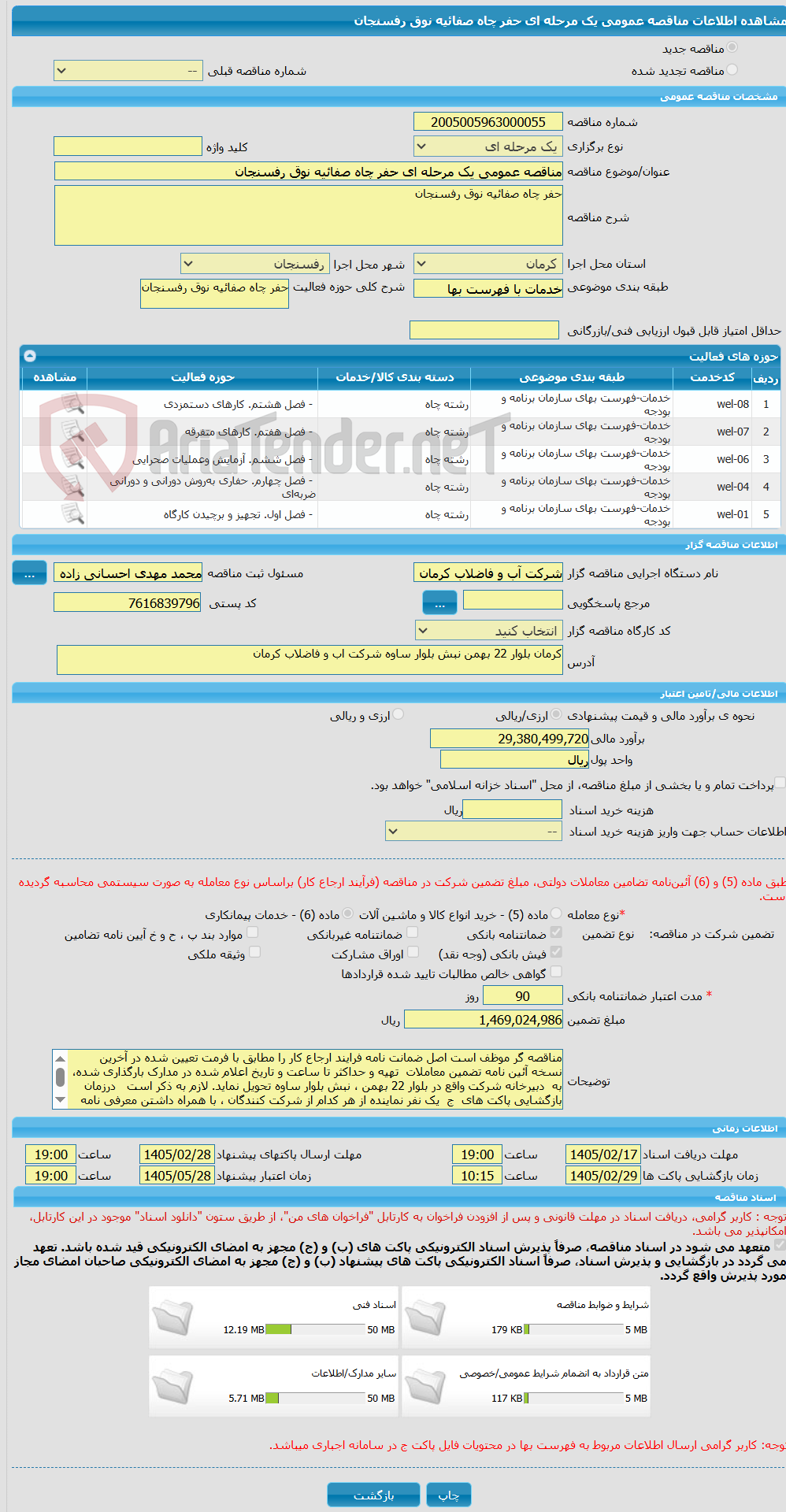 تصویر کوچک آگهی مناقصه عمومی یک مرحله ای حفر چاه صفائیه نوق رفسنجان 