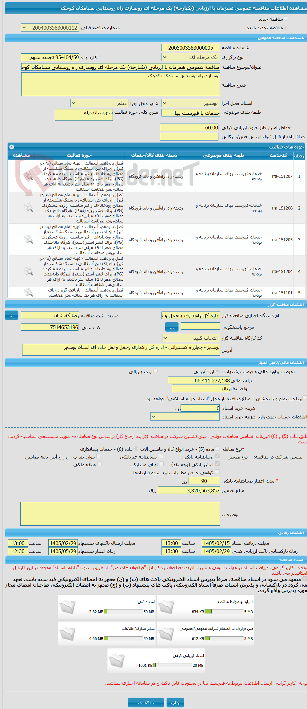 تصویر کوچک آگهی مناقصه عمومی همزمان با ارزیابی (یکپارچه) یک مرحله ای روسازی راه روستایی سیامکان کوچک