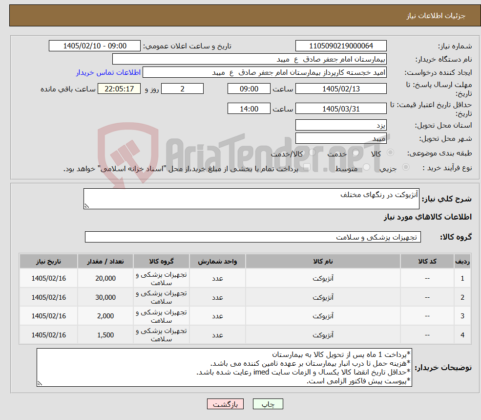 تصویر کوچک آگهی نیاز کالا-آنژیوکت در رنگهای مختلف