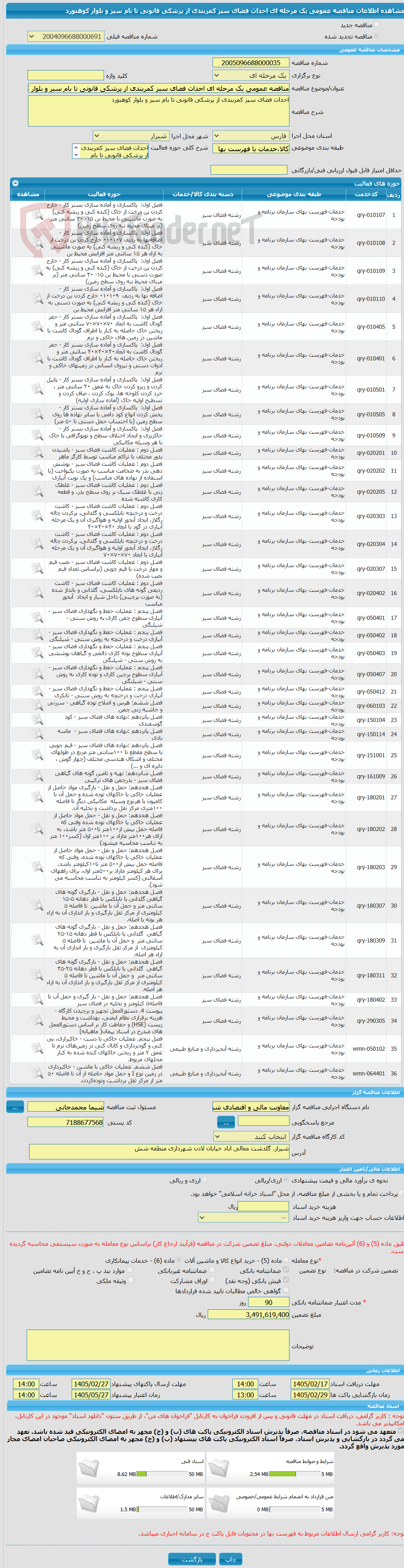 تصویر کوچک آگهی مناقصه عمومی یک مرحله ای احداث فضای سبز کمربندی از پزشکی قانونی تا بام سبز و بلوار کوهنورد