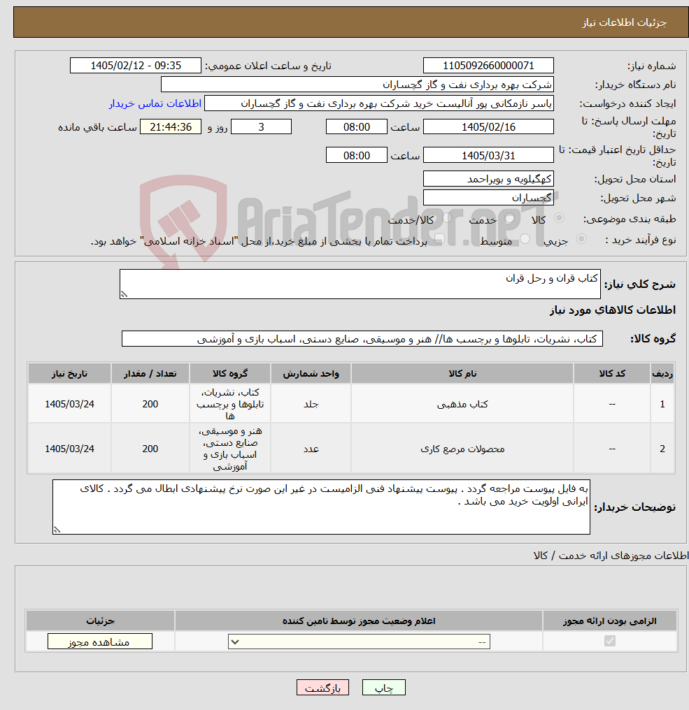تصویر کوچک آگهی نیاز کالا-کتاب قران و رحل قران