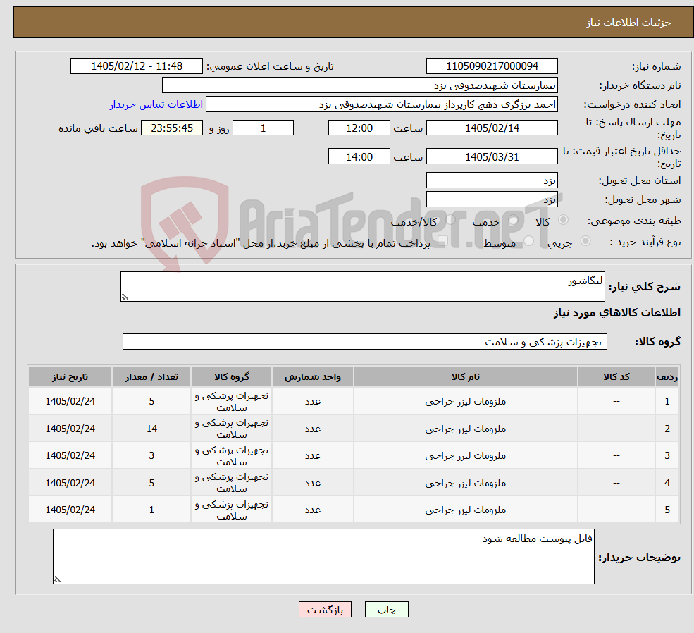 تصویر کوچک آگهی نیاز کالا-لیگاشور
