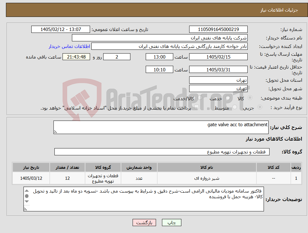 تصویر کوچک آگهی نیاز کالا-gate valve acc to attachment
