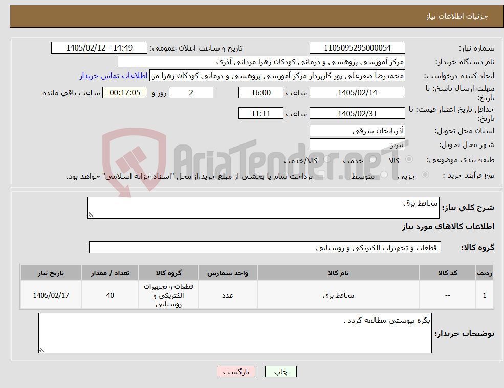 تصویر کوچک آگهی نیاز کالا-محافظ برق
