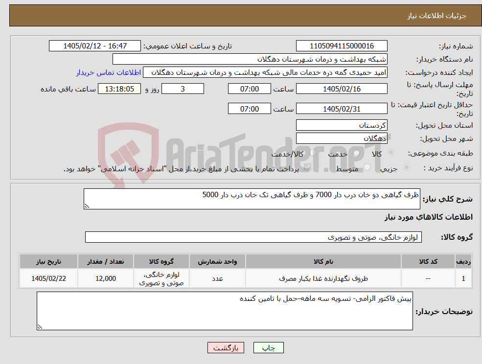 تصویر کوچک آگهی نیاز کالا-ظرف گیاهی دو خان درب دار 7000 و ظرف گیاهی تک خان درب دار 5000