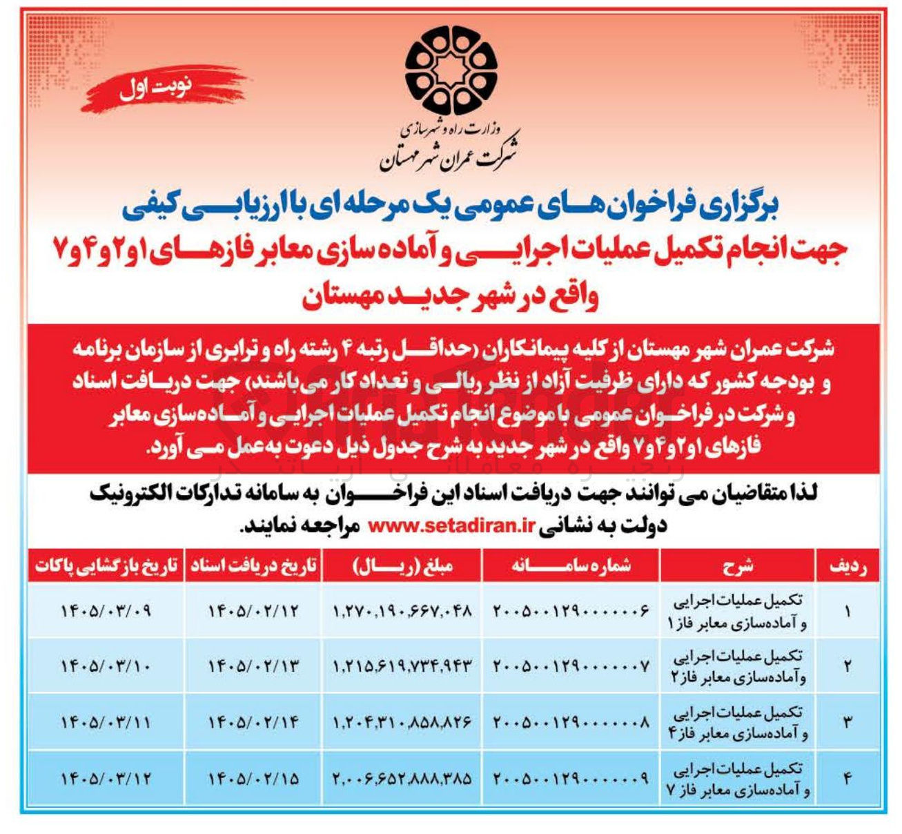 تصویر کوچک آگهی  تکمیل عملیات اجرایی و آماده سازی معابر 