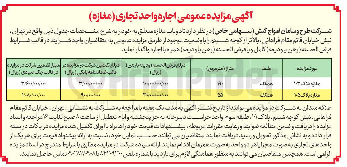 تصویر کوچک آگهی اجاره واحد تجاری (مغازه)