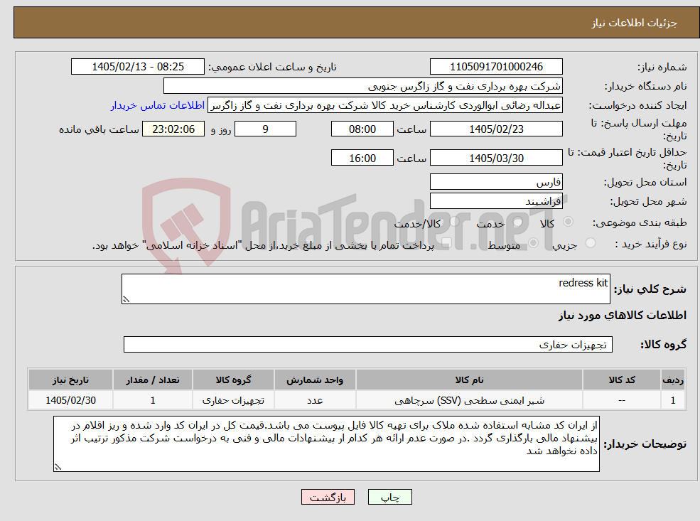 تصویر کوچک آگهی نیاز کالا-redress kit