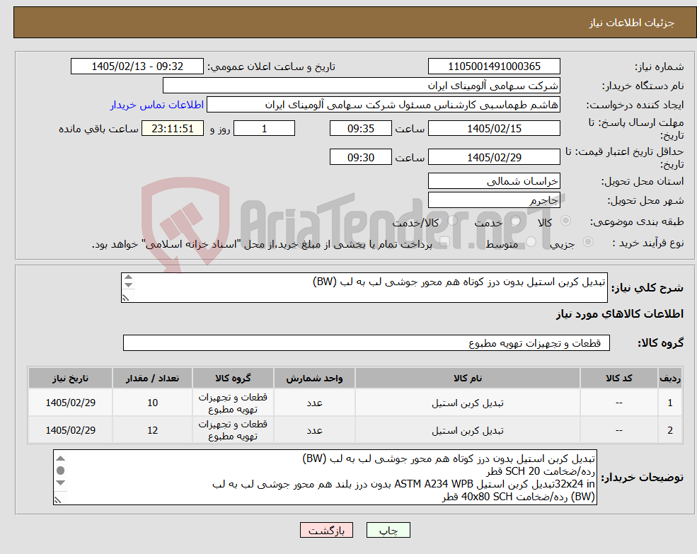 تصویر کوچک آگهی نیاز کالا-تبدیل کربن استیل بدون درز کوتاه هم محور جوشی لب به لب (BW) (BW) رده/ضخامت 40x80 SCH قطر 4x3 in