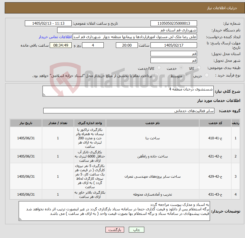 تصویر کوچک آگهی نیاز خدمات-شستشوی درختان منطقه 4