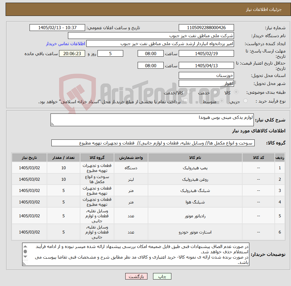 تصویر کوچک آگهی نیاز کالا-لوازم یدکی مینی بوس هیوندا